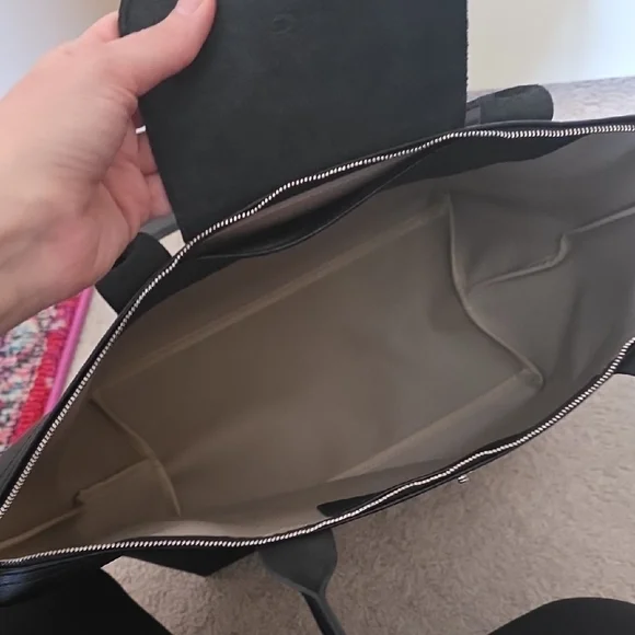 NWOT Longchamp le pliage city zip up tote bag large BLACK Coated Canvas - Picture 9 of 13